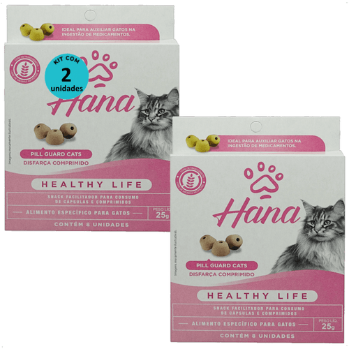 SNACK HANA HEALTHY LIFE PILL GUARD DISFARÇA COMPRIMIDOS 25G PARA GATOS KIT COM 2